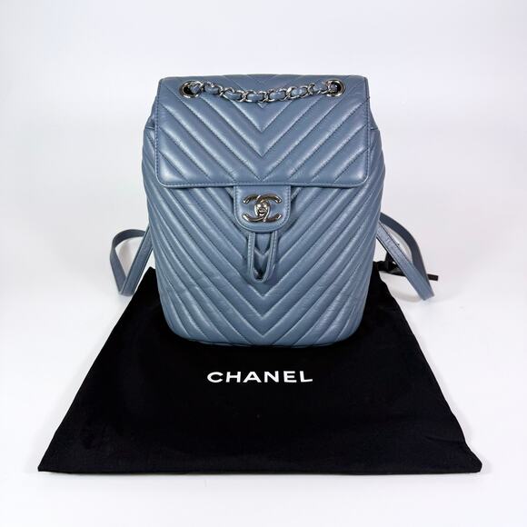 Chanel Chevron Small Urban Spirit Backpack Blue - Picture 2 of 16